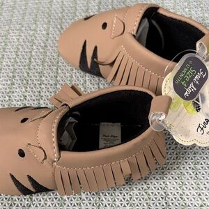 Tan Moccasins with Fringe and Animal Design